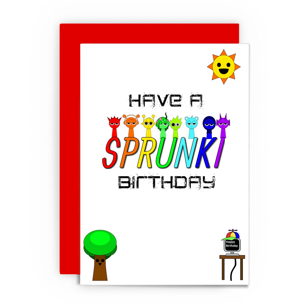 SPRUNKI BIRTHDAY Card - Cute Card for kids