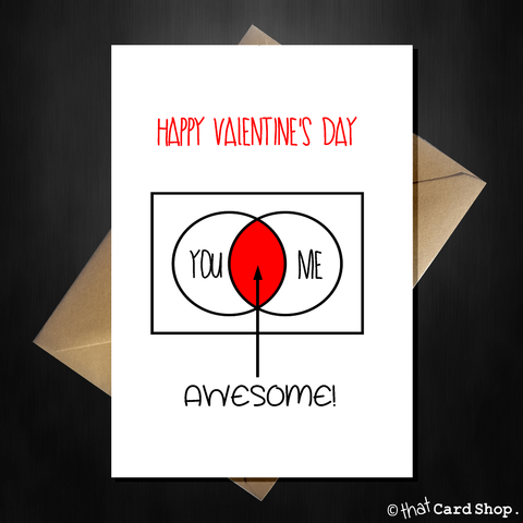 Cute Valentines Day Card - You + Me = Awesome