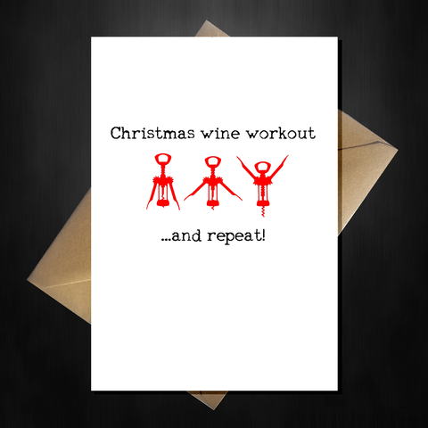 Funny Xmas Card - The Christmas Wine Workout